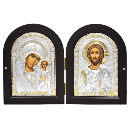 Складень с иконами Казанской Божией Матери и Спасителя. 15 x 20 см