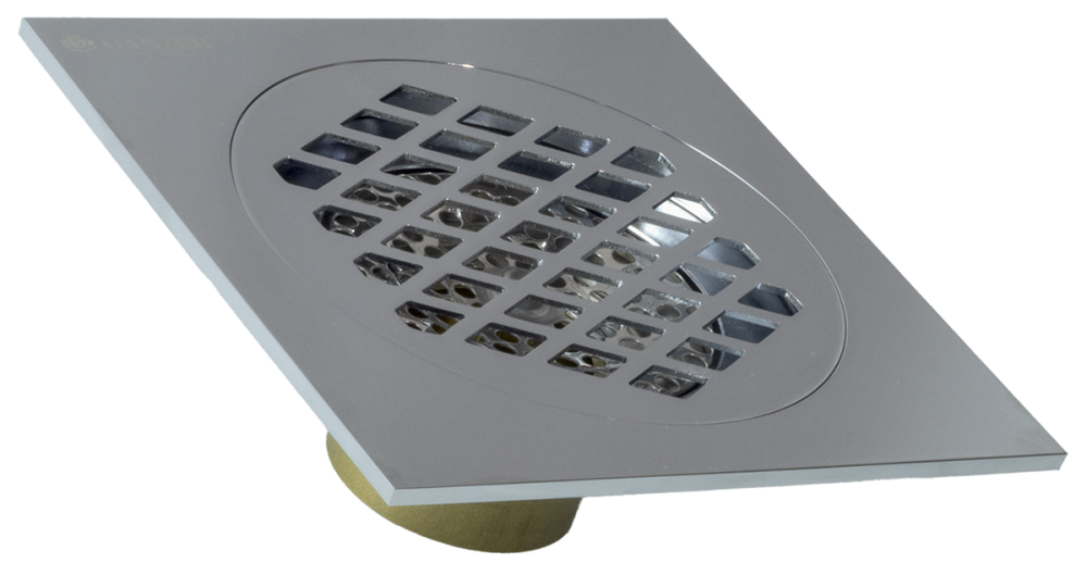 Трап прямой 15 х 15  (ХРОМ)  GANZER  (24/1шт)