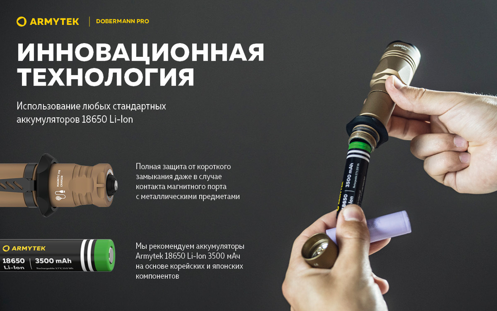 Фонарь тактический подствольный Armytek F07501WS Dobermann Pro Magnet USB Sand (теплый свет)