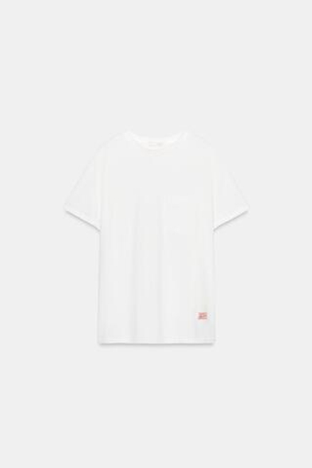 ZARA ФУТБОЛКА ОВЕРСАЙЗ С КАРМАНОМ, БЕЛЫЙ