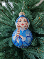 Матрешка стеклянная Снегурочка