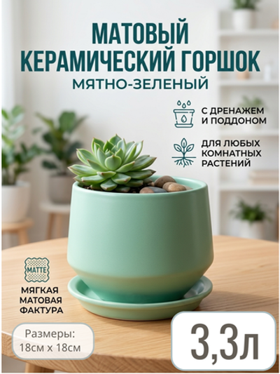 Керамический горшок Глянец диана мята d18/h18см