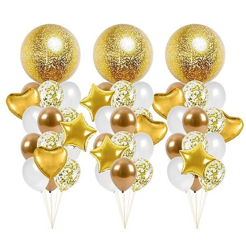 Большой сет шаров с золотыми сферами