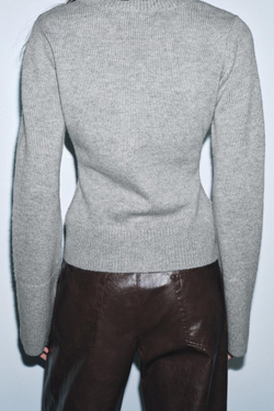 ZARA ПРИТАЛЕННЫЙ КАРДИГАН ИЗ 100% ШЕРСТИ, СЕРЫЙ