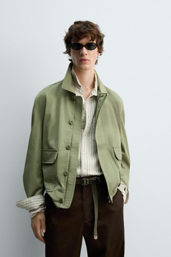 ZARA КУРТКА ИЗ ВЫСОКОТЕХНОЛОГИЧНОЙ ТКАНИ, ЦВЕТ МХА