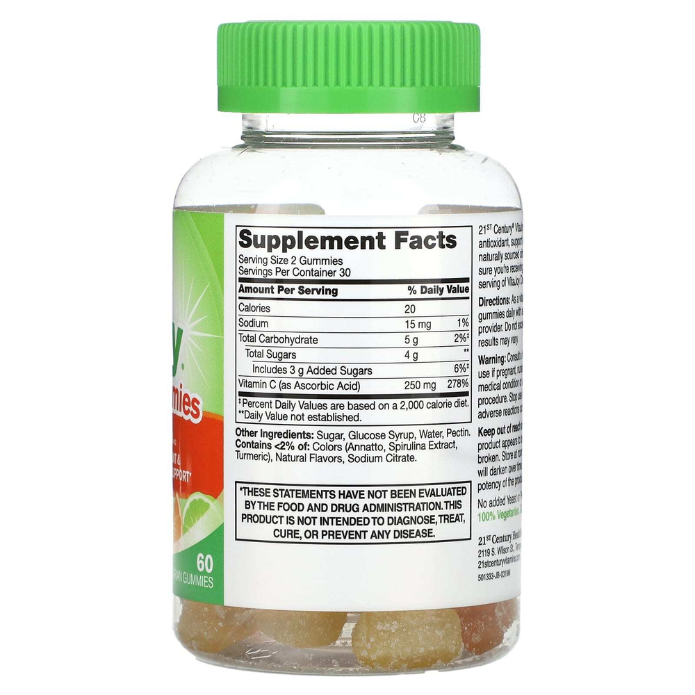 21st Century, VitaJoy® Daily C, жевательные таблетки, со вкусом цитрусовых, 60 вегетарианских жевательных таблеток (125 мг в 1 жевательной таблетке)