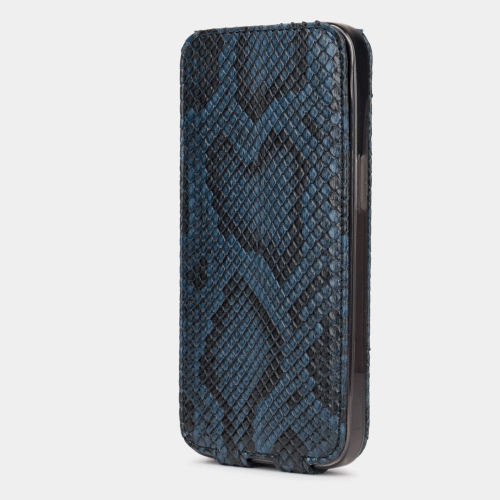 Чехол для iPhone 15 Pro Max из кожи питона, синего цвета
