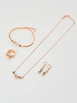 Серьги-подвески Эльза с кристаллами Swarovski шампань