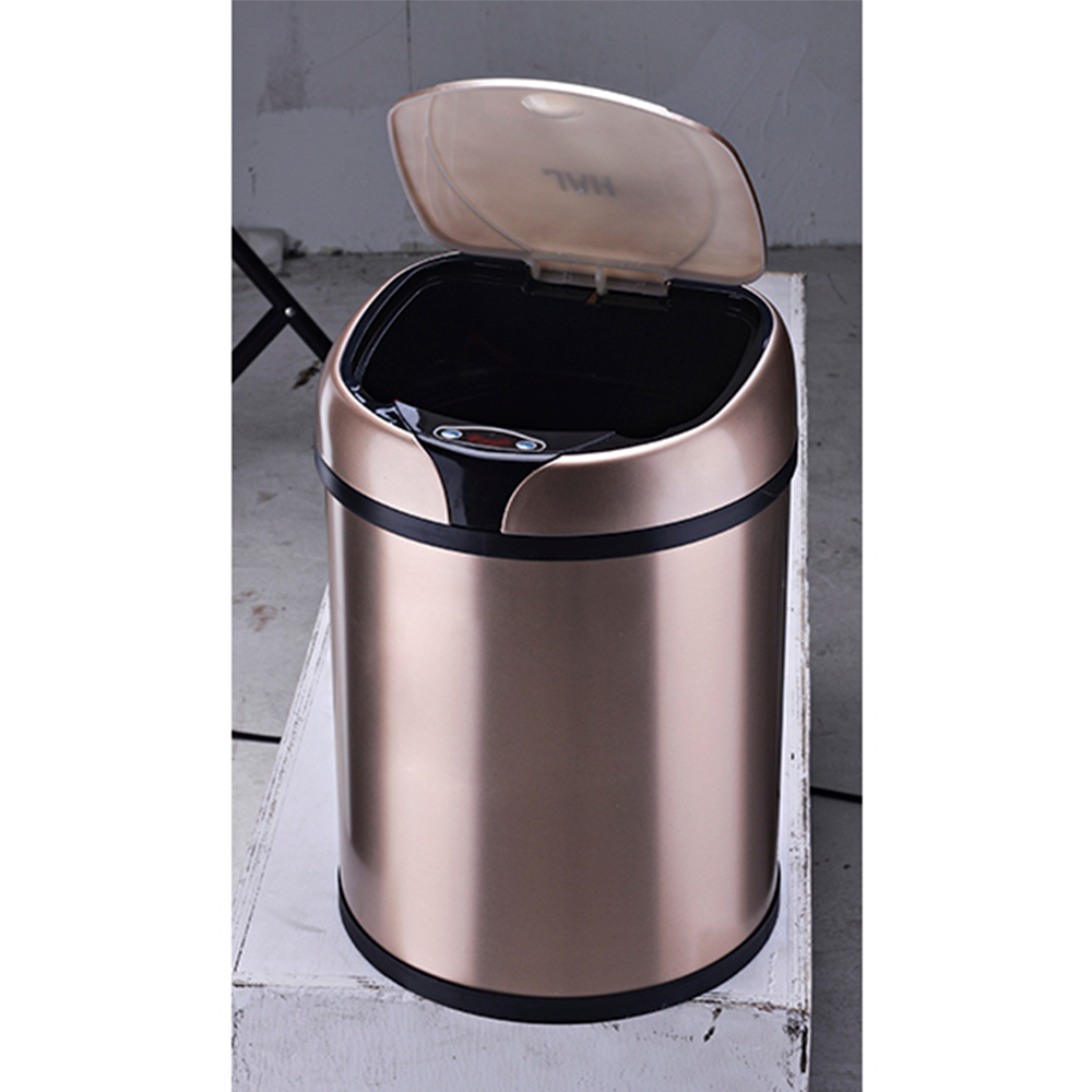 Ведро для мусора сенсорное, круглое, нерж, внутр ведро, Foodatlas JAH-9111, 8 л (золотой)