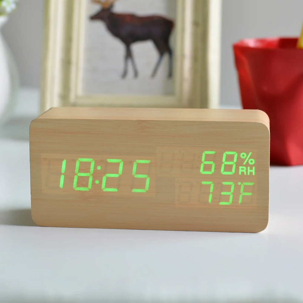 Часы VST-862S-4 Green (C/дата/деревянный корпус) USB