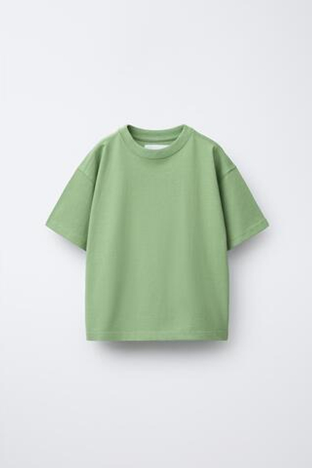 ZARA ОДНОТОННАЯ ФУТБОЛКА MEDIUM WEIGHT, ТРАВЯНОЙ