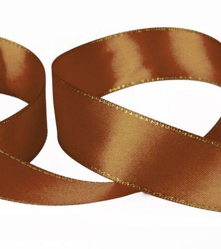 Лента атласная 25 мм , AL-25M двухстор. с металл. нитью 33 м , №037 под золото