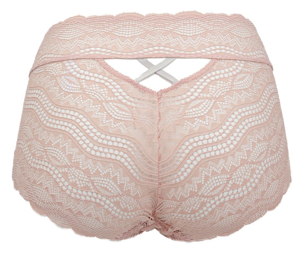 Кружевные трусики-слип Luna с завышенной посадкой (Размер: 46) (Цвет: пудровый)