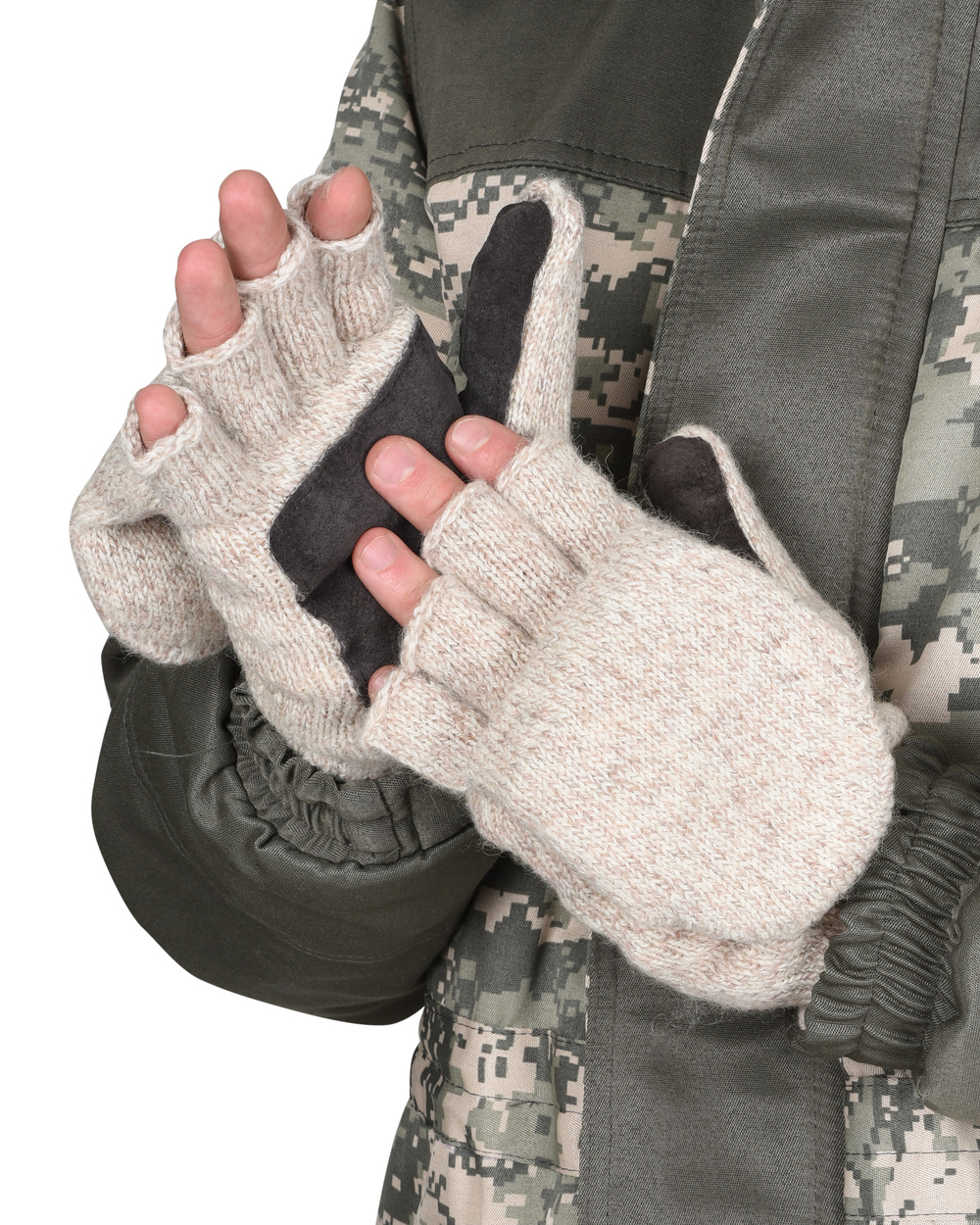 Перчатки-Варежки шерстяные со спилком на ладони Юкагиры Safeprotect (Тинсулейт) (х12х120)