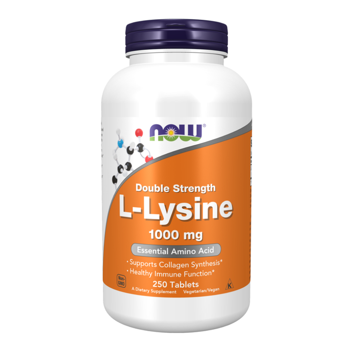 L-лизин 1000мг, Double Strength L-Lysine, Now Foods, 250 таблеток