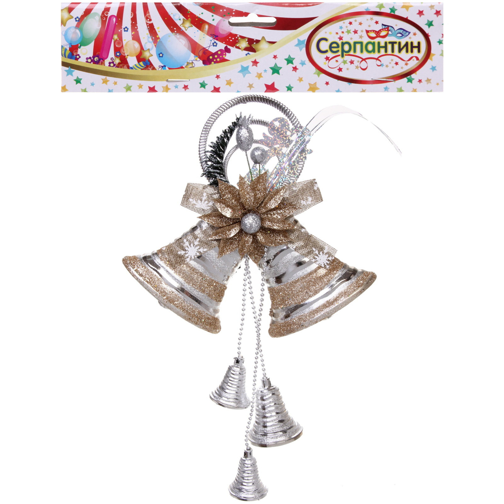 Украшение новогоднее «Сказочный колокольчик» 45*25 см, Серебро/шампань