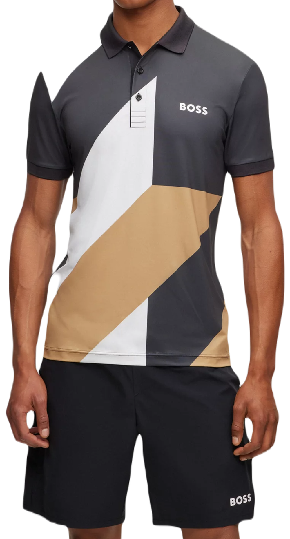 Мужское теннисное поло BOSS x Matteo Berrettini Slim-fit Patteo Polo Shirt - black