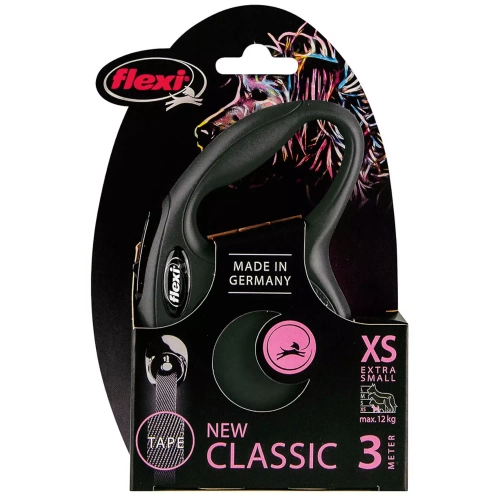 Flexi рулетка New Classic XS (до 12 кг) 3 м лента черная