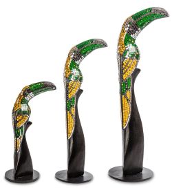 Decor and Gift 23-029-01 Н-р статуэток из трех «Тукан» дерево+стекл.мозаика (50,40,30 см)