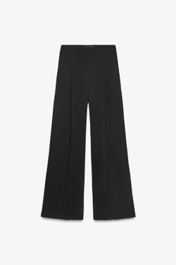 ZARA БРЮКИ С ЗАЩИПАМИ ИЗ ТЕКУЧЕЙ ТКАНИ — ZW COLLECTION, ЧЕРНЫЙ