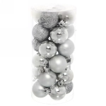 Новогодние шары 4 см (набор 24 шт) «Микс фактур», серебро