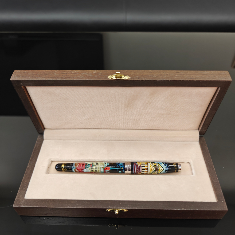 Коллекционная ручка роллер Parker Sonnet с колпачком "Москва" с ручной росписью в футляре