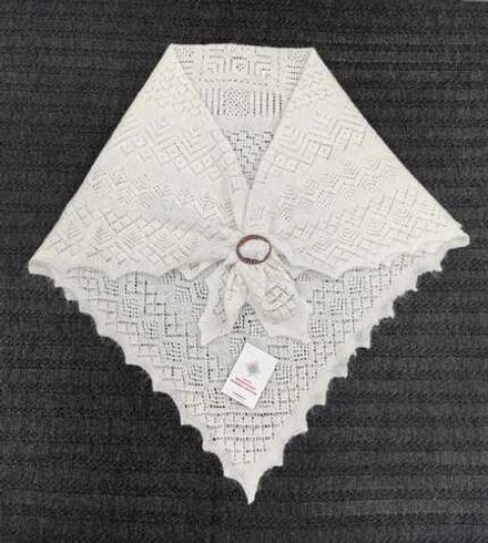 Оренбургский пуховый платок П4-110-02 экрю