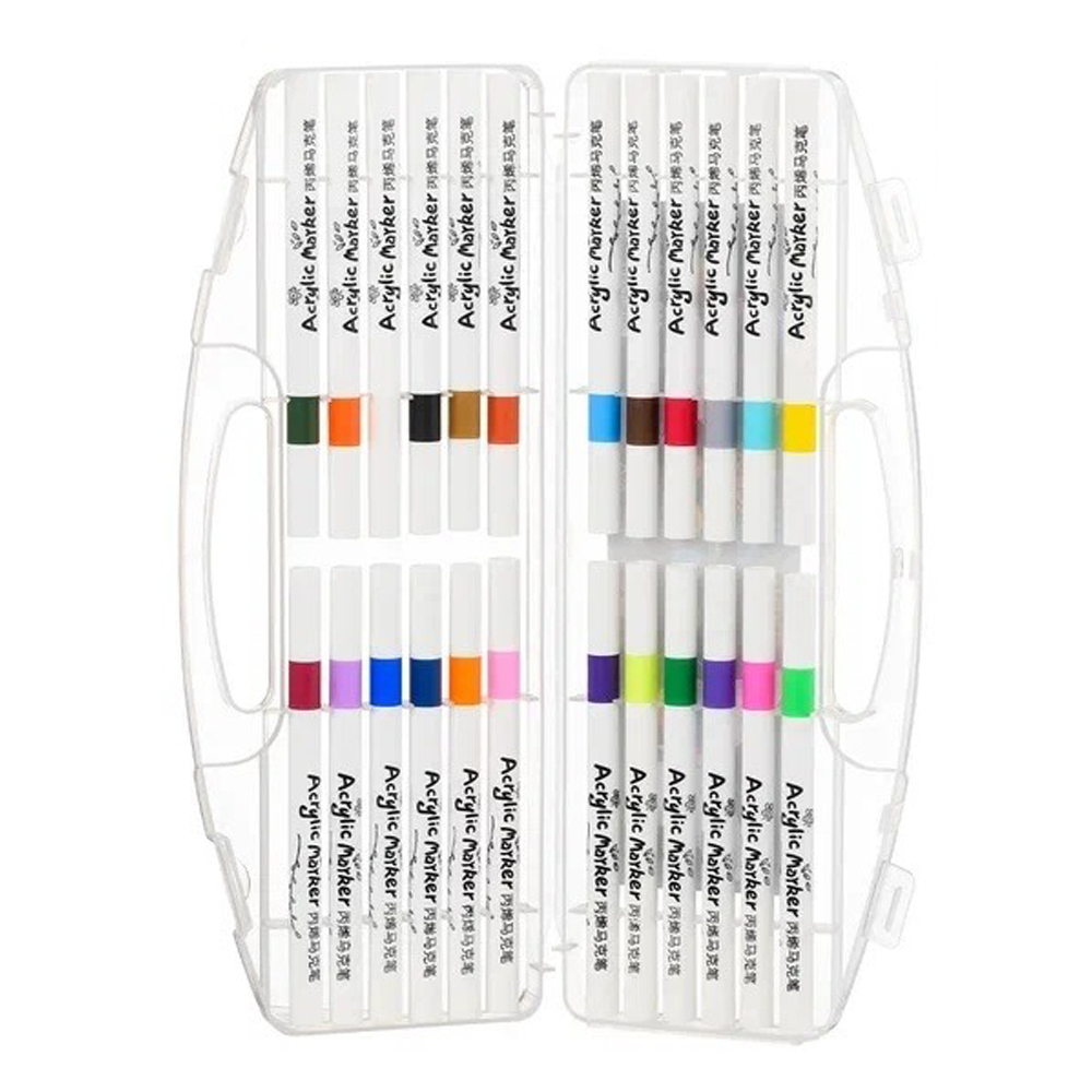 Маркер для скетчинга Basir, акриловый, белый корпус, 24 цвета