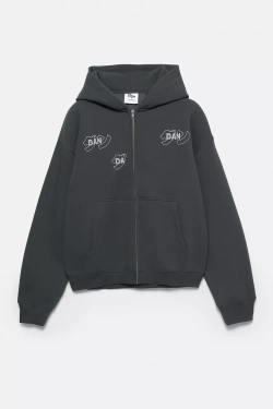 PULL&BEAR Толстовка с капюшоном Dan Da Dan, темно-серый
