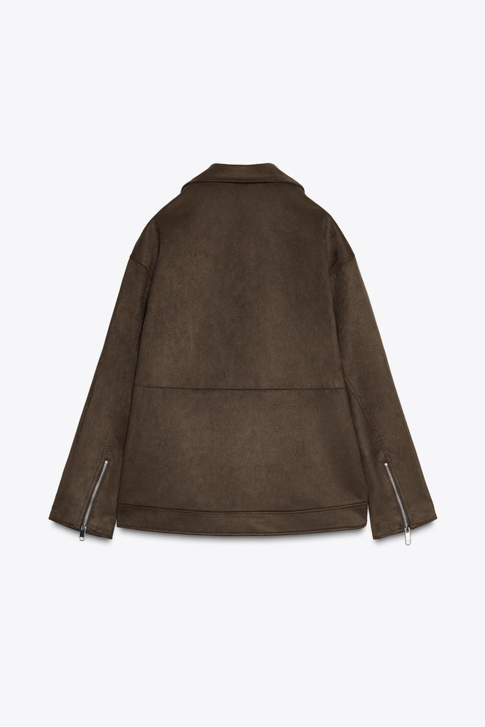 ZARA КУРТКА-КОСУХА ИЗ ИСКУССТВЕННОЙ ЗАМШИ, ХАКИ