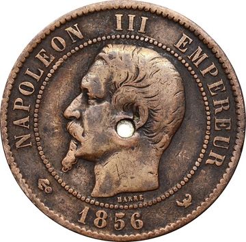 10 сантимов 1856 Франция (Уценка, отверстие)