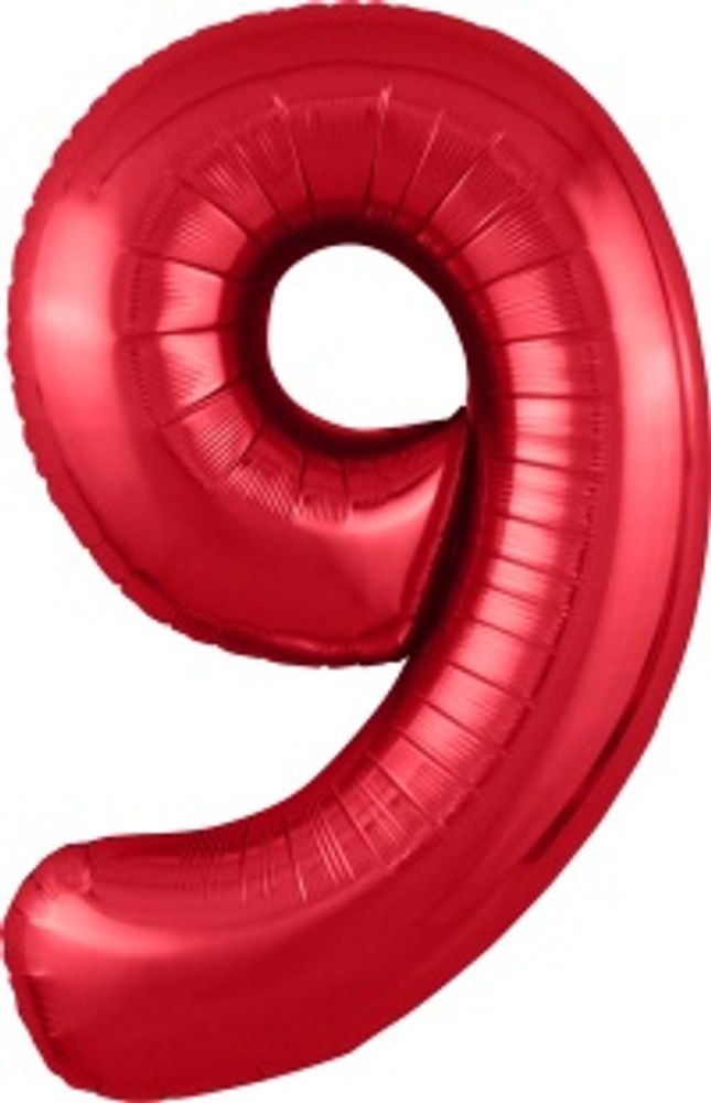 Agura Шар 40" / 102 см "Цифра 9" Металлик Red красный (БГ-60)