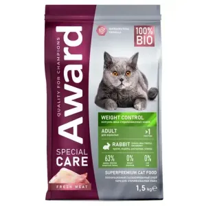 Сухой корм AWARD SPECIAL CARE Weight Control для взрослых стерилизованных кошек для контроля веса со свежим мясом кролика