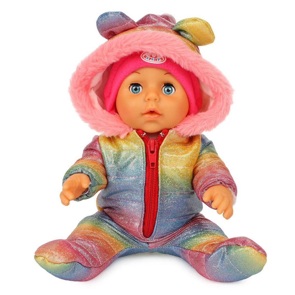 Пупс озвуч. 30см, пьет, писает, закр. глазки, 4 акс, 50 звуков (Карапуз)