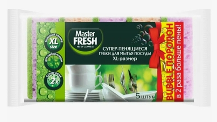 Master FRESH Губки для мытья посуды XL (bubble-поролон), 5шт.