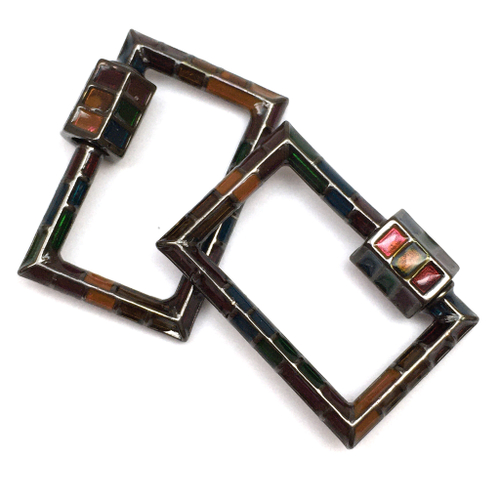 Замок винтовой с эмалью 25х18 мм, черный родий