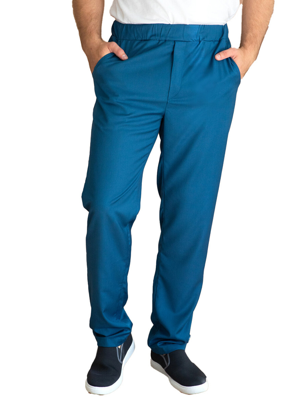 Брюки медицинские мужские Тезис TZ620, на резинке со шнурком, белый, 54