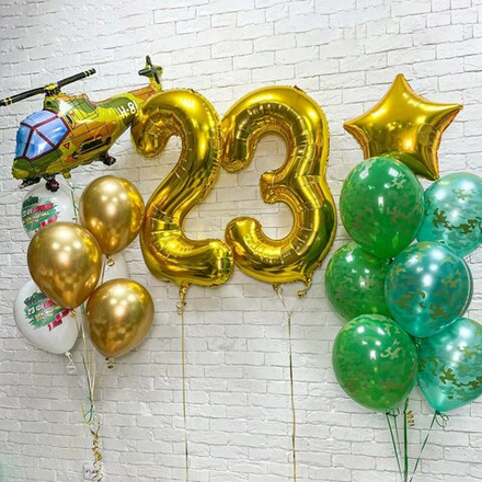 Большая композиция на 23 февраля с вертолетом и звездой