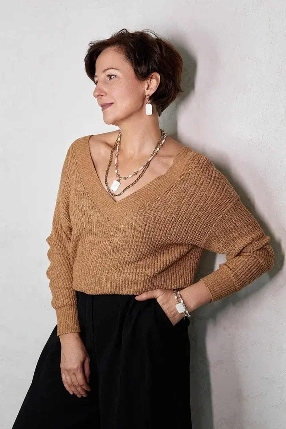 HMG 1328 Колье двойное с прямоугольным перламутром mix арт.2500