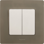 Выключатель 2х-клавишный 10А 250В белый ETIKA Legrand