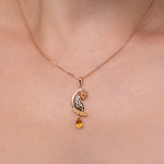 Подвеска «Леопард» из красного золота с цитринами и эмалью