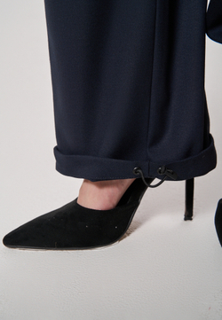 Брюки с поясом на резинке синие