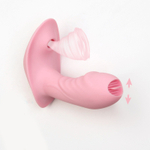 Розовый вибратор с вакуум-волновой стимуляцией и пультом ДУ (Цвет: розовый)