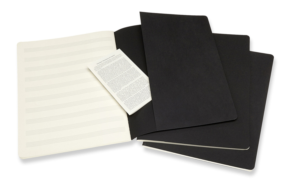 Блокнот для нот Moleskine ART CAHIER MUSIC 19х25см, 80 стр, обложка черный картон (3шт)