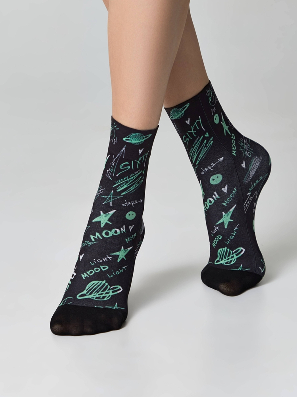 CONTE FANTASY Плотные носки с черным мыском и рисунком «Moon»