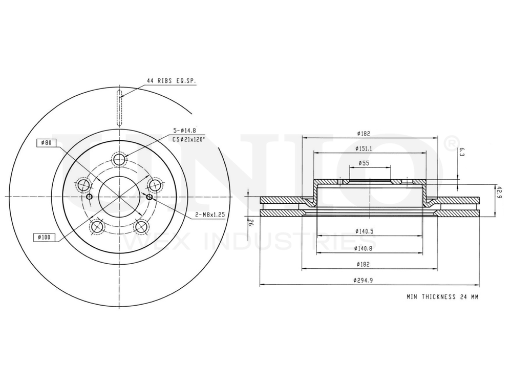 Диск тормозной передний UNIO BRD-20371