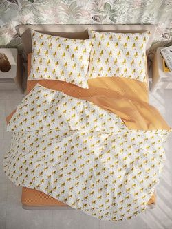 Пододеяльник  перкаль Сказка "Unicorns/Orange" 1,5-спальный на молнии 145x205 см
