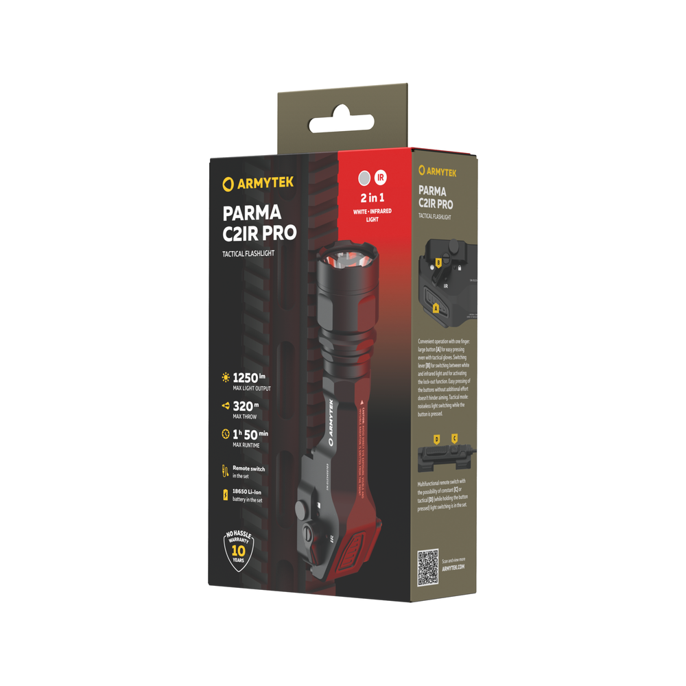 Фонарь Armytek Parma C2IR Pro, Белый свет и ИК свет, 1250 лм, 1x18650 (в комплекте)