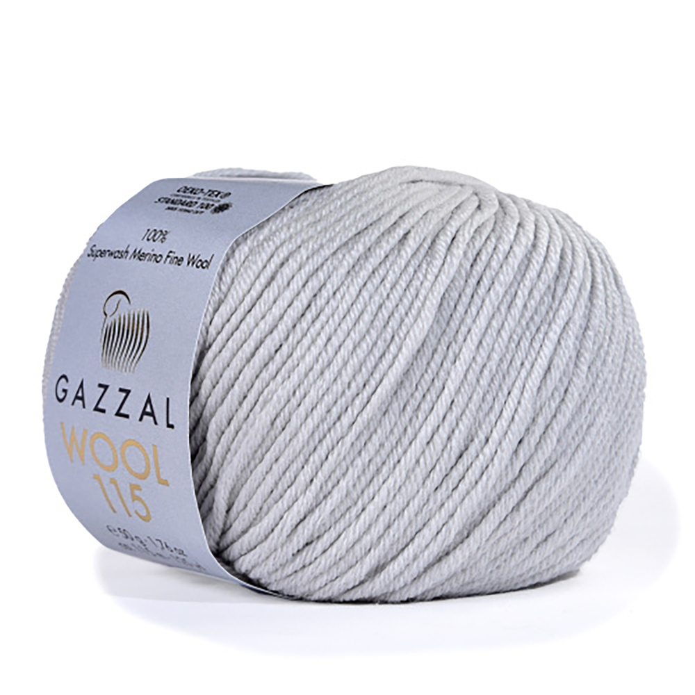 Пряжа GAZZAL Wool 115 цвет 3304 св. серый 50 гр. 115 м 100% тонкая шерсть мериноса супервош
