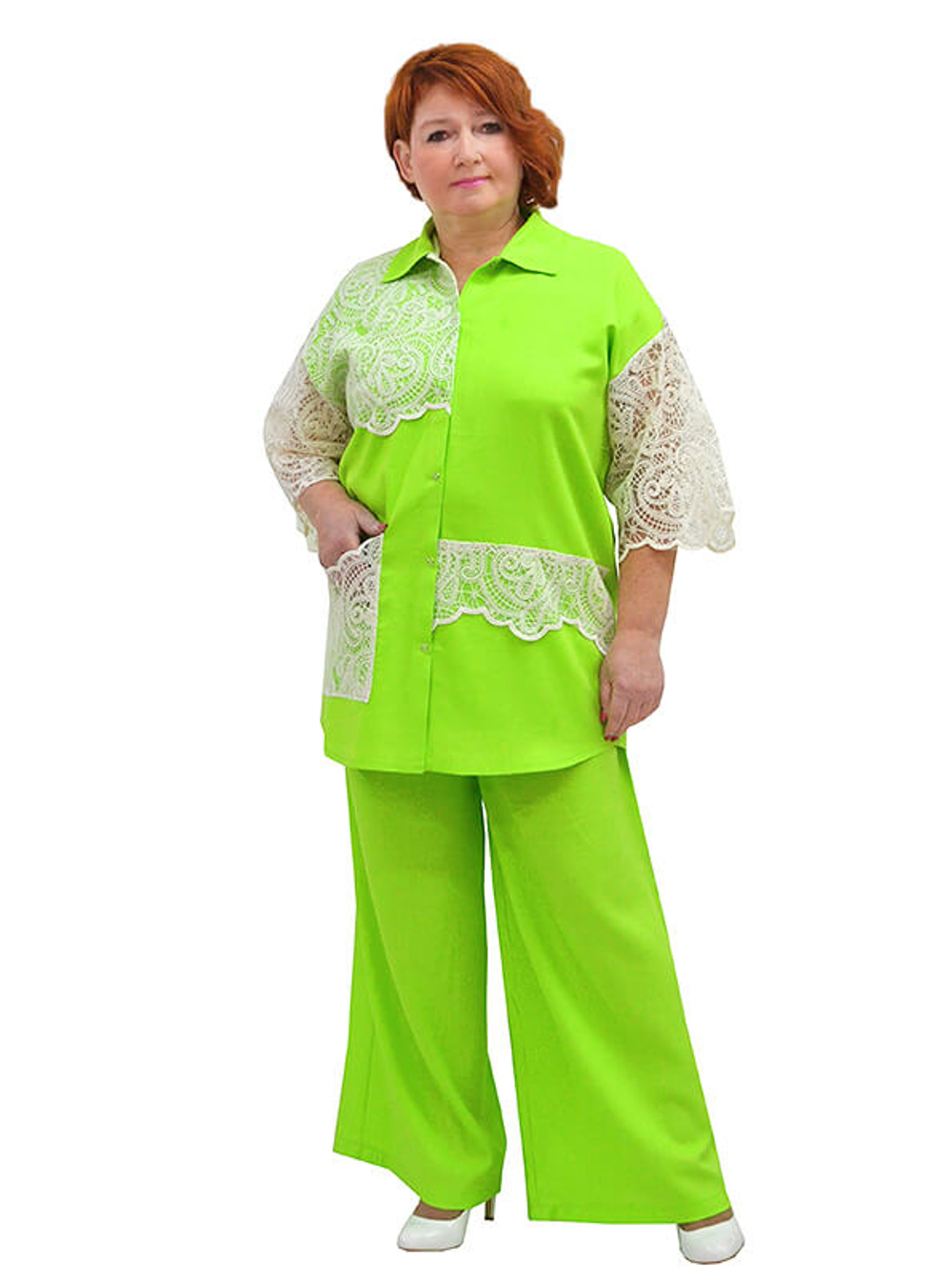 Жакет-рубашка с кружевом Лайм